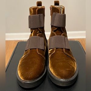 Donald J. Pliner Zipper Boots - Orange/Brown - Corduroy - size US 10, euro 41